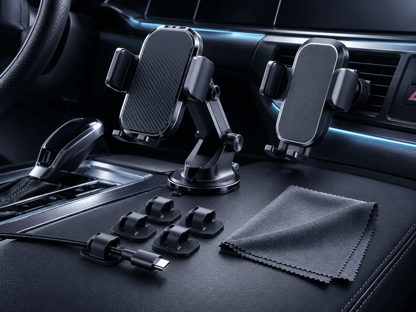 Cockpit Phone-Ready Kit universal cabin accessory kit arranged in a graphite studio